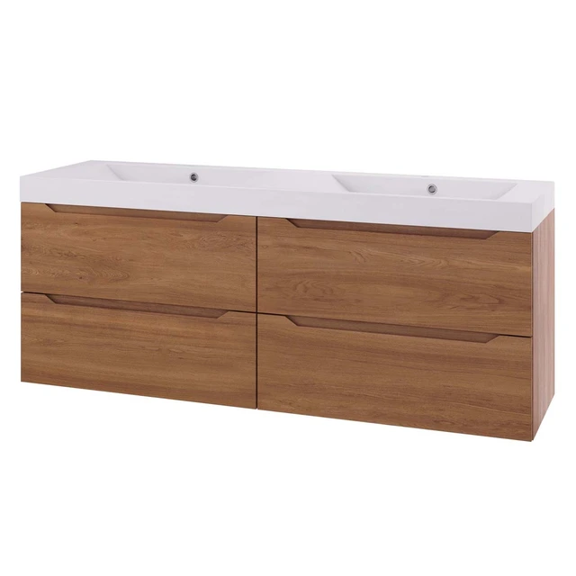 Linn Bad Emma Servantskap, 2 Skuffer 120x45,7x28,5 cm, Venstre, Sort/Eik 