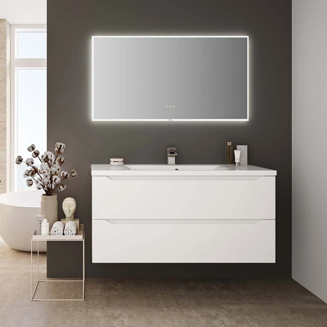Linn Bad Emma Servantskap, 2 Skuffer 120x45,7x28,5 cm, Venstre, Sort/Eik 