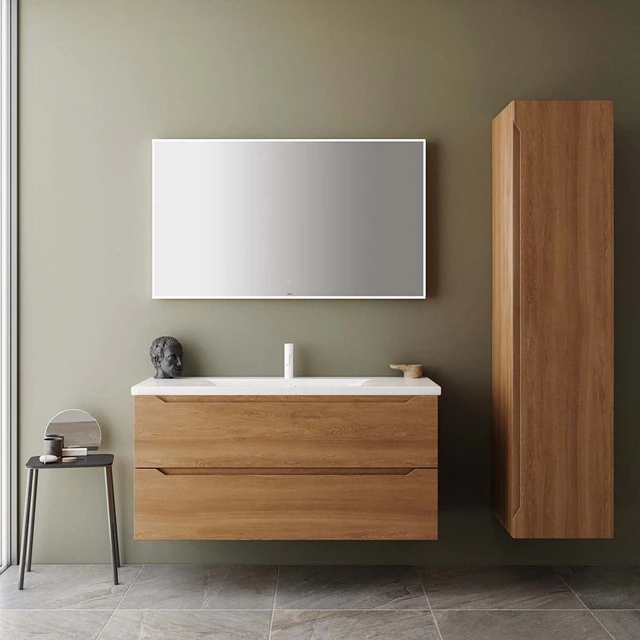 Linn Bad Emma Servantskap, 2 Skuffer 120x45,7x28,5 cm, Venstre, Sort/Eik 