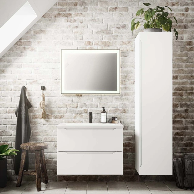 Linn Bad Emma Servantskap, 2 Skuffer 120x45,7x28,5 cm, Venstre, Sort/Eik 