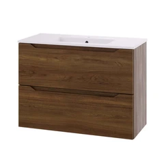 Linn Bad Emma Smal Servantskap 80x35x57 cm, 2 Skuffer, M&#248;rk Eik