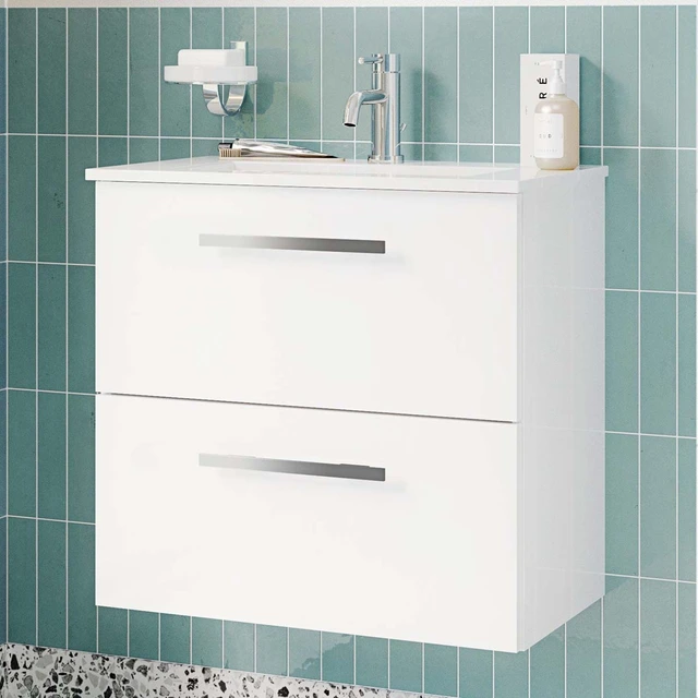 Linn Bad Ingrid Smal Servantskap 80x34,6x57 cm, Senter, Hvit Matt 