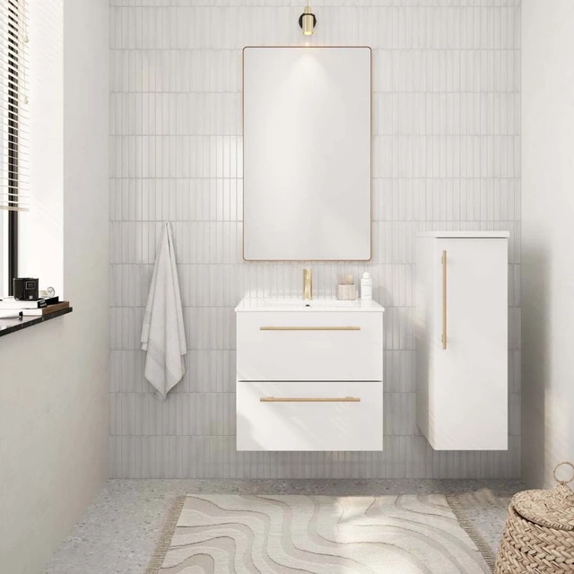 Linn Bad Ingrid Smal Servantskap 80x34,6x57 cm, Senter, Hvit Matt 