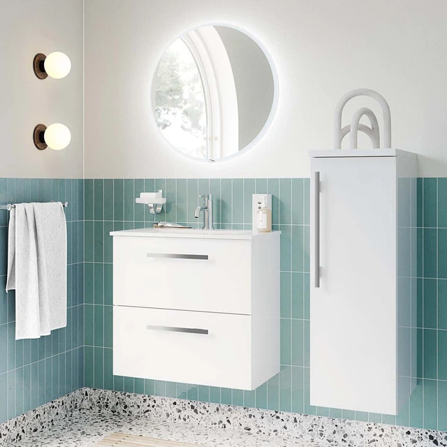 Linn Bad Ingrid Smal Servantskap 80x34,6x57 cm, Senter, Hvit Matt 