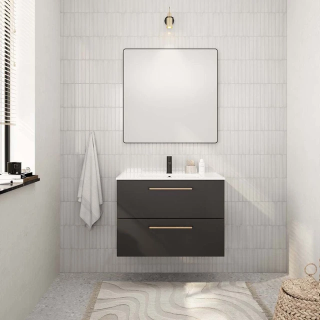 Linn Bad Ingrid Smal Servantskap 80x34,6x57 cm, Senter, Hvit Matt 