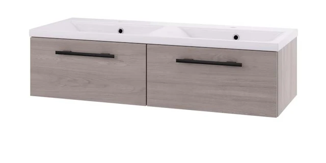 Linn Bad Ingrid Servantskap, 2 skuffer 120x45,3x28,5 cm, Dobbel, Lys Eik 