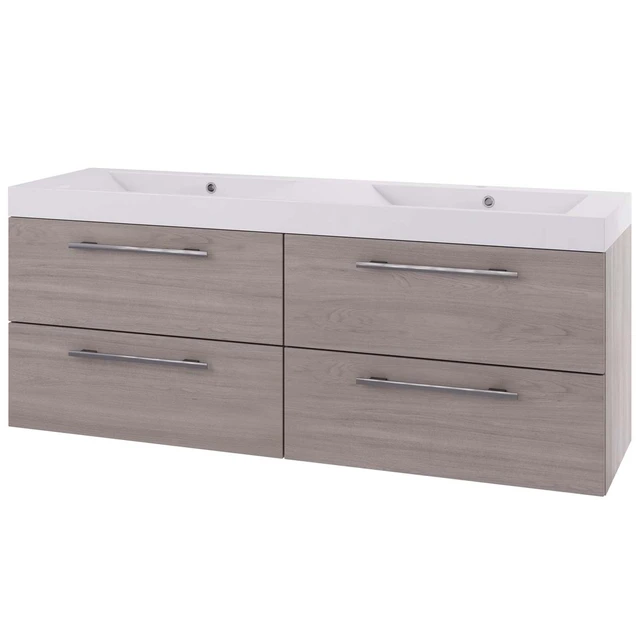 Linn Bad Ingrid Servantskap, 4 skuffer 120x45,3x57 cm, Dobbel, Lys Eik 