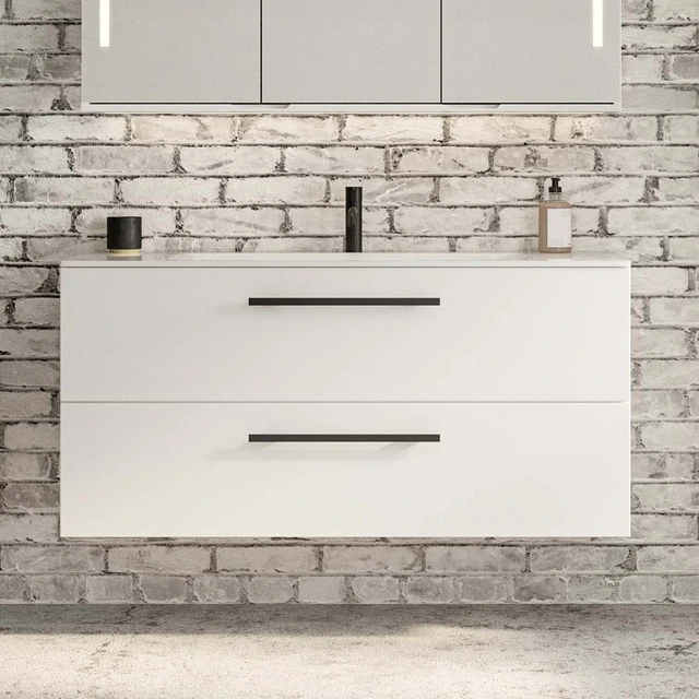 Linn Bad Ingrid Servantskap, 4 skuffer 160x45,3x57 cm, Dobbel, Lys Eik 