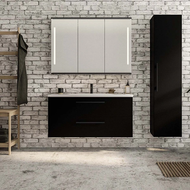 Linn Bad Ingrid Servantskap, 4 skuffer 160x45,3x57 cm, Dobbel, Lys Eik 