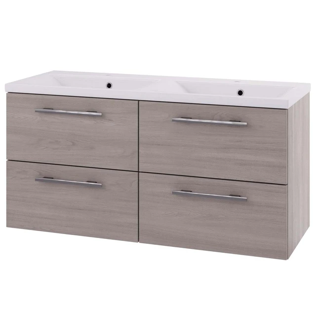 Linn Bad Ingrid Servantskap, 4 skuffer 160x45,3x57 cm, Dobbel, Lys Eik 