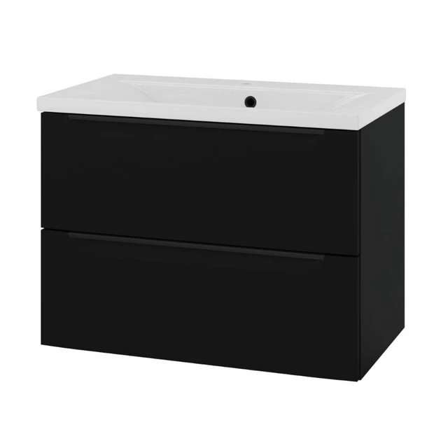 Linn Bad Mari Servantskap, 2 skuffer 80x45,6x57 cm, Senter, Sort Matt 