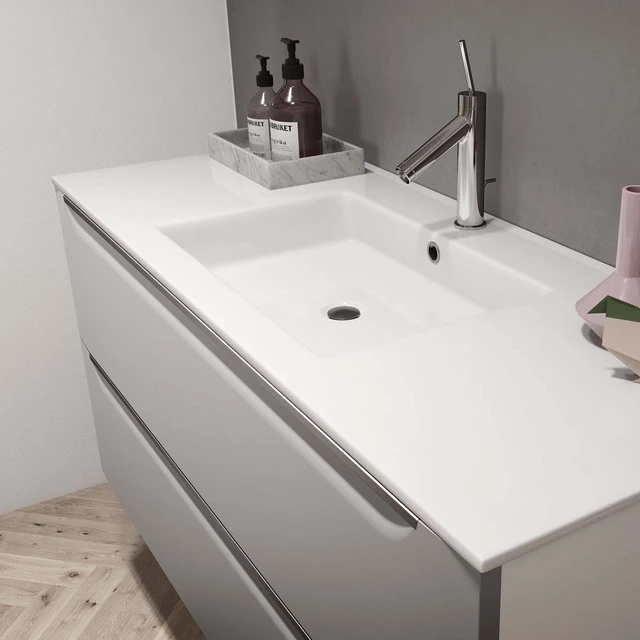 Linn Bad Mari Servantskap, 2 skuffer 80x45,6x57 cm, Senter, Sort Matt 