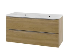 Linn Bad Mari Servantskap, 2 skuffer 120x45,6x57 cm, Dobbel, Eikefolie