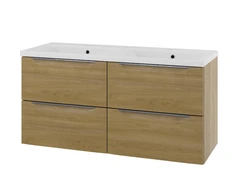 Linn Bad Mari Servantskap, 4 skuffer 120x45,6x57 cm, Dobbel, Eikefolie