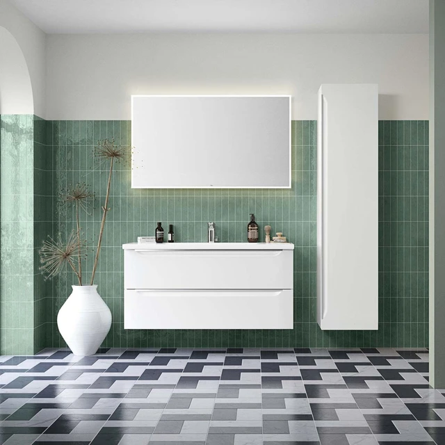 Linn Bad Mari Servantskap, 2 skuffer 80x45,6x57 cm, Senter, Sort Matt 