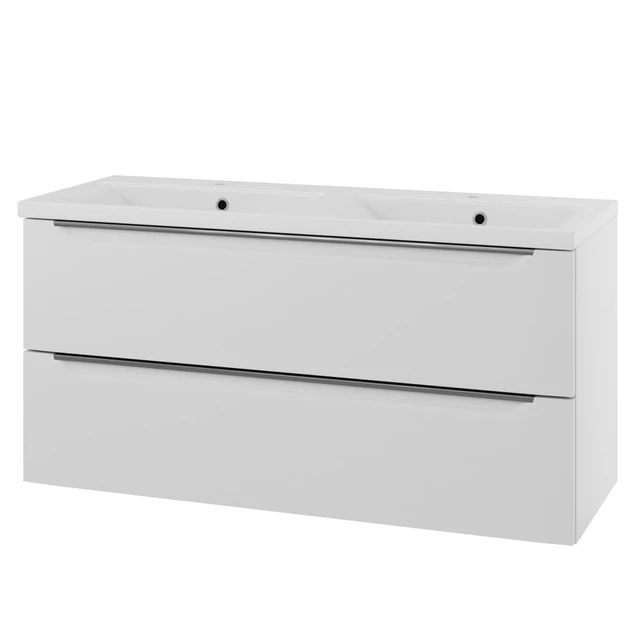 Linn Bad Mari Servantskap, 2 skuffer 120x45,6x57 cm, Venstre, Hvit Matt 