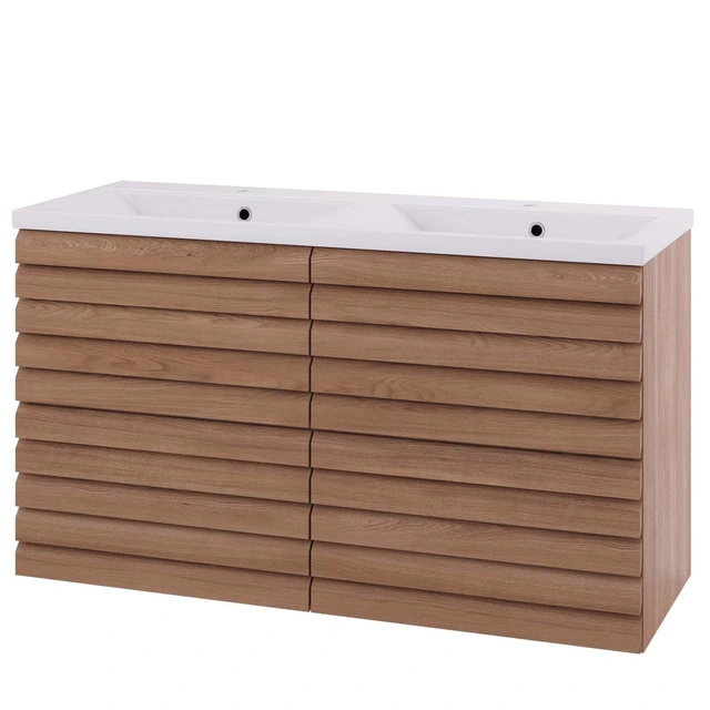 Linn Bad Selma Servantskap, 2 Skuffer 120x45,7x66,8 cm, Dobbel, Eik 