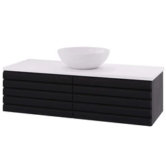 Linn Bad Selma Servantskap, 1 Skuff 120x45,7x33,4 cm, Senter, Sort Eik