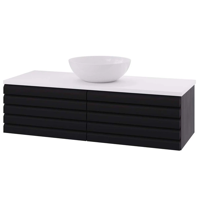 Linn Bad Selma Servantskap, 1 Skuff 120x45,7x33,4 cm, Senter, Sort Eik 