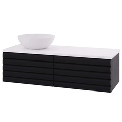 Linn Bad Selma Servantskap, 1 Skuff 120x45,7x33,4 cm, Venstre, Sort Eik