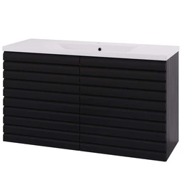 Linn Bad Selma Servantskap, 2 Skuffer 120x45,7x66,8 cm, Senter, Sort Eik