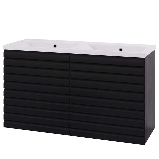 Linn Bad Selma Servantskap, 2 Skuffer 120x45,7x66,8 cm, Dobbel, Sort Eik 