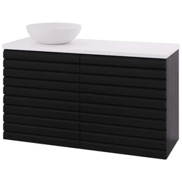 Linn Bad Selma Servantskap, 2 Skuffer 120x45,7x66,8 cm, Venstre, Sort Eik