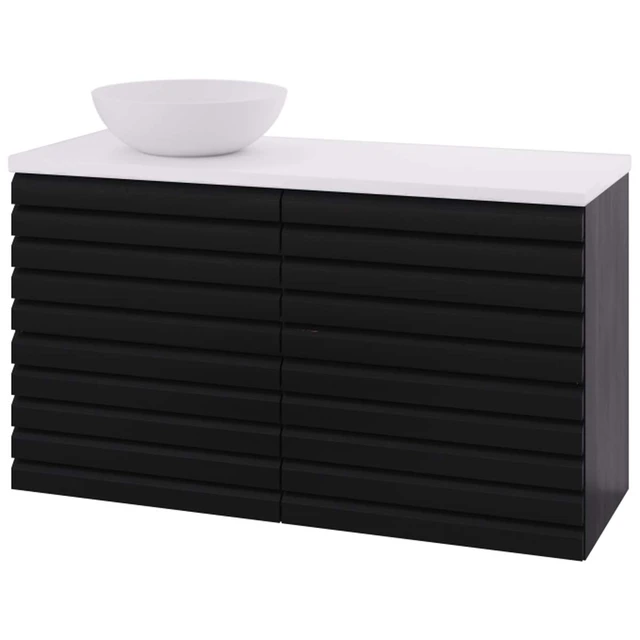 Linn Bad Selma Servantskap, 2 Skuffer 120x45,7x66,8 cm, Venstre, Sort Eik 