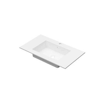 Linn Bad Corian Plate med EIR servant 80x46 cm, med overl&#248;p, senter, Hvit