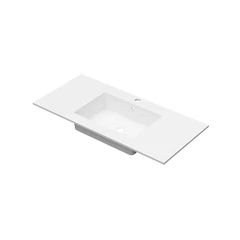 Linn Bad Corian Plate med EIR servant 100x46 cm, med overl&#248;p, senter, Hvit