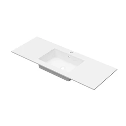 Linn Bad Corian Plate med EIR servant 120x46 cm, med overl&#248;p, senter, Hvit