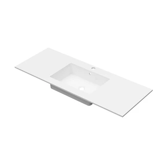 Linn Bad Corian Plate med EIR servant 120x46 cm, med overl&#248;p, senter, Hvit