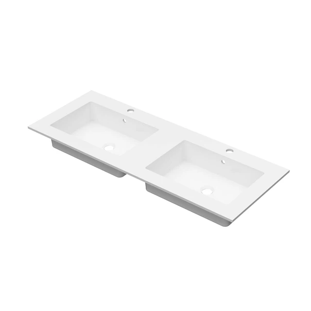 Linn Bad Corian Plate med EIR servant 120x46 cm, med overløp, dobbel, Hvit 