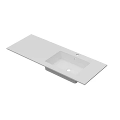 Linn Bad Corian Plate med EIR servant 120x46 cm, med overl&#248;p, h&#248;yre, Hvit