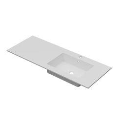 Linn Bad Corian Plate med EIR servant 120x46 cm, med overl&#248;p, h&#248;yre, Hvit