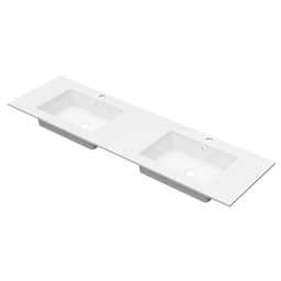 Linn Bad Corian Plate med EIR servant 160x46 cm, med overl&#248;p, dobbel, Hvit