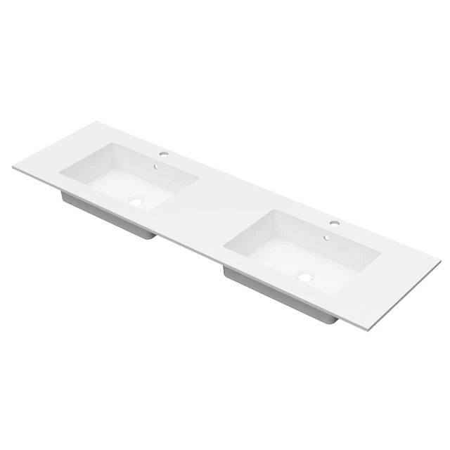 Linn Bad Corian Plate med EIR servant 160x46 cm, med overløp, dobbel, Hvit 