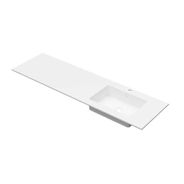 Linn Bad Corian Plate med EIR servant 160x46 cm, med overløp, høyre, Hvit 