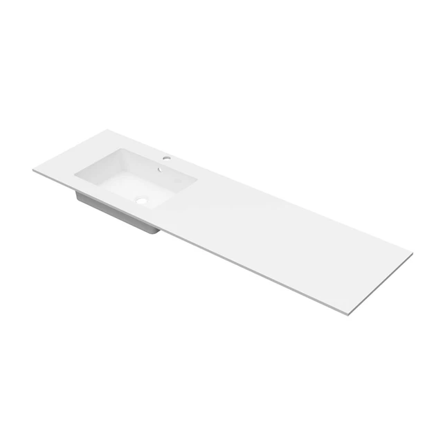 Linn Bad Corian Plate med EIR servant 160x46 cm, med overløp, ventre, Hvit 