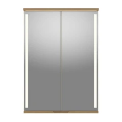 Linn Bad Sogn Speilskap med LED-Lys 60x84x18 cm, 2 d&#248;rer, Eikefolie