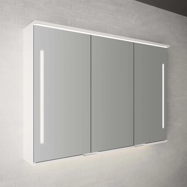 Linn Bad Sogn Speilskap med LED-Lys 60x84x18 cm, 2 dører, Eikefolie 