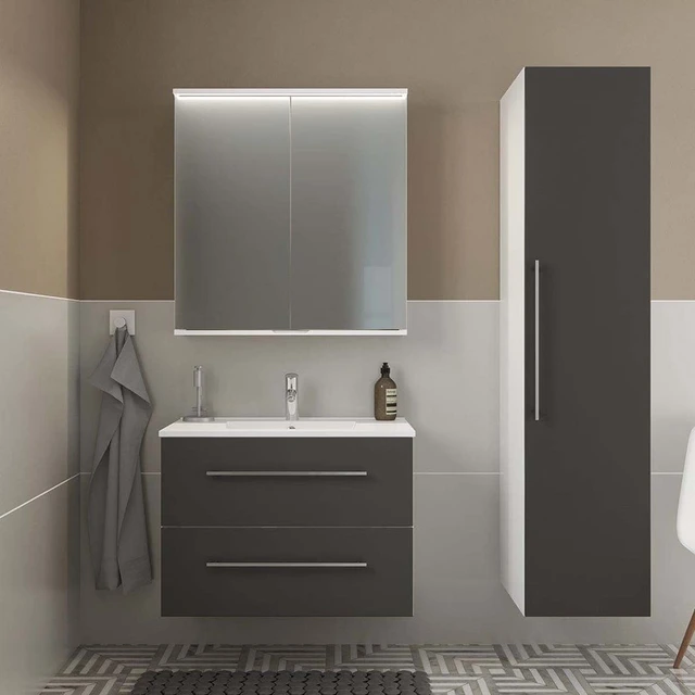 Linn Bad Hilde Speilskap med LED-Lys 120x84x18 cm, 3 dører, Hvit Matt 