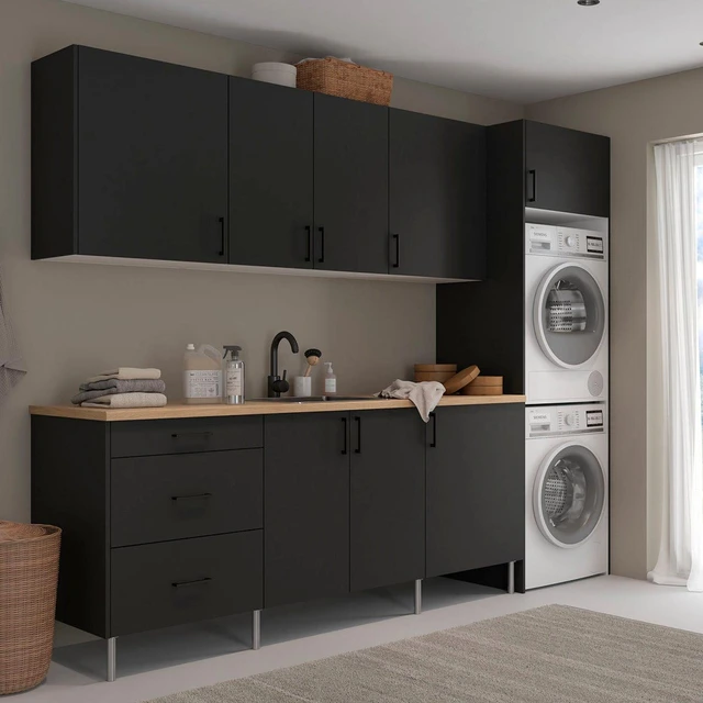 Linn Bad Overskap, 1 dør 40x30x72 cm, Vendbar, Sort Matt 