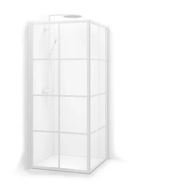 Macro Design Empire Dusjhjørne 79x99 cm, m/sprosser, Hvit/Klart glass 