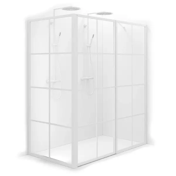 Macro Design Empire Dusjhjørne L 204,5-207,5 cm, Hvit/Klart glass 