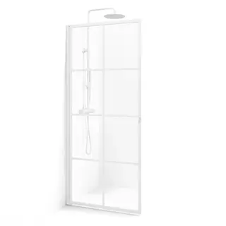 Macro Design Empire Dusjdør 78 cm, m/sprosser, Hvit/Klart glass
