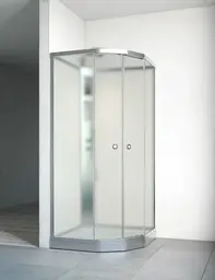 Macro Flow Semi Dusjkabinett, m/armatur 101x101 cm, Hvit/Ice glass, Hvit bakvegg