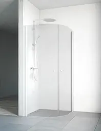 Macro Spirit Dusjhjørne Buet 100x100 cm, Hvit/Klart Glass