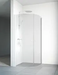 Macro Spirit Dusjhjørne Buet 100x100 cm, Hvit/Klart Glass