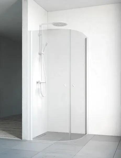 Macro Spirit Dusjhjørne Buet 80x100 cm, Hvit/Klart Glass 